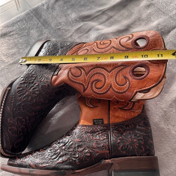 REYME  Leather Cowboy Boots – Floral Tooled Brown Size 25 US / Women’s 8) - Picture 5 of 9